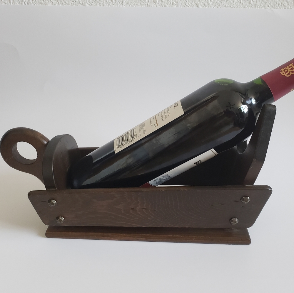 Midcentury Solid Wood Handmade Bottle Holder